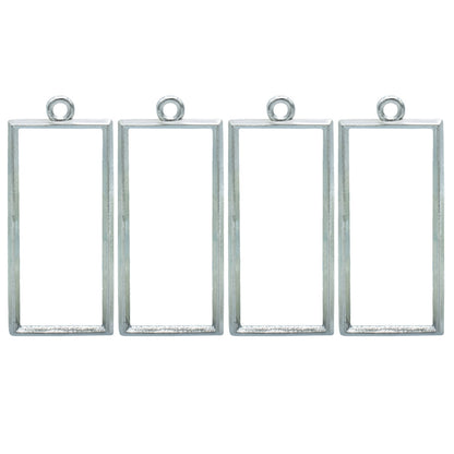 Gift To Love | Metal Imitation Rectangle | Color : Silver | Pcs : 4 Pcs | Code : JRDA17