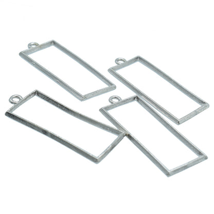 Gift To Love | Metal Imitation Rectangle | Color : Silver | Pcs : 4 Pcs | Code : JRDA17