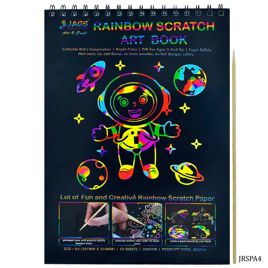 Gift To Love | Rainbow Scratch Paper Note Wiro | Size : A4 | Pcs : 10 Sheet | Code : JRSPA4