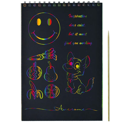 Gift To Love | Rainbow Scratch Paper Note Wiro | Size : A4 | Pcs : 10 Sheet | Code : JRSPA4
