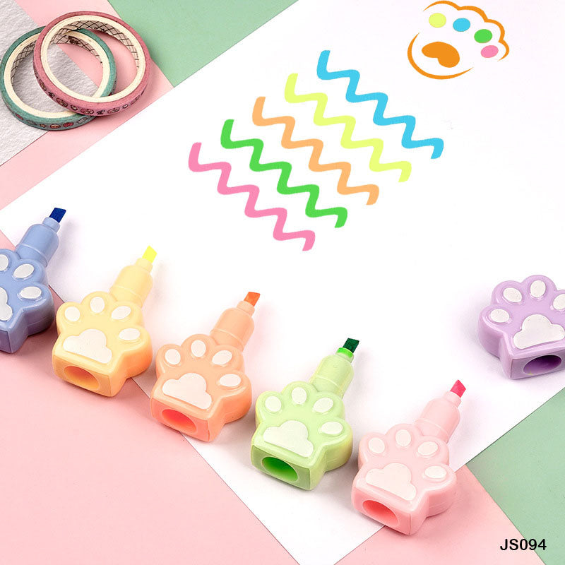 Js094 Highlighter Dog Foot Print Shape 6 Color-Gift To Love-Art & Craft