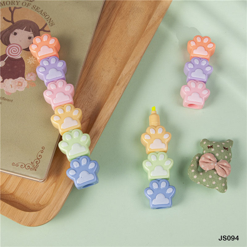 Js094 Highlighter Dog Foot Print Shape 6 Color