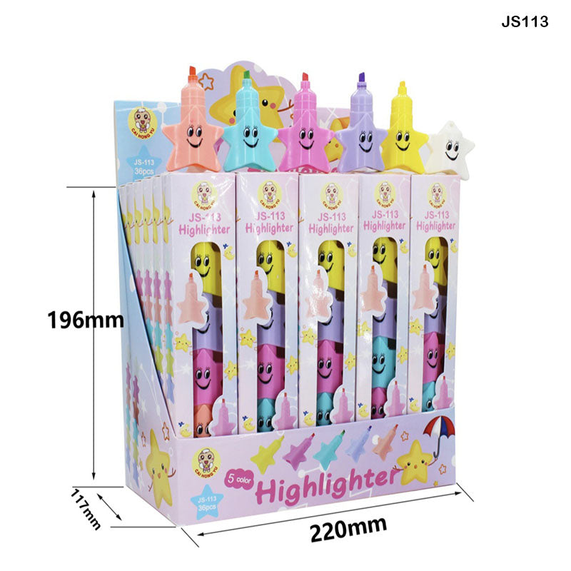 Js113 Highlighter Smile Star Shape 6 Color-Gift To Love-Art & Craft