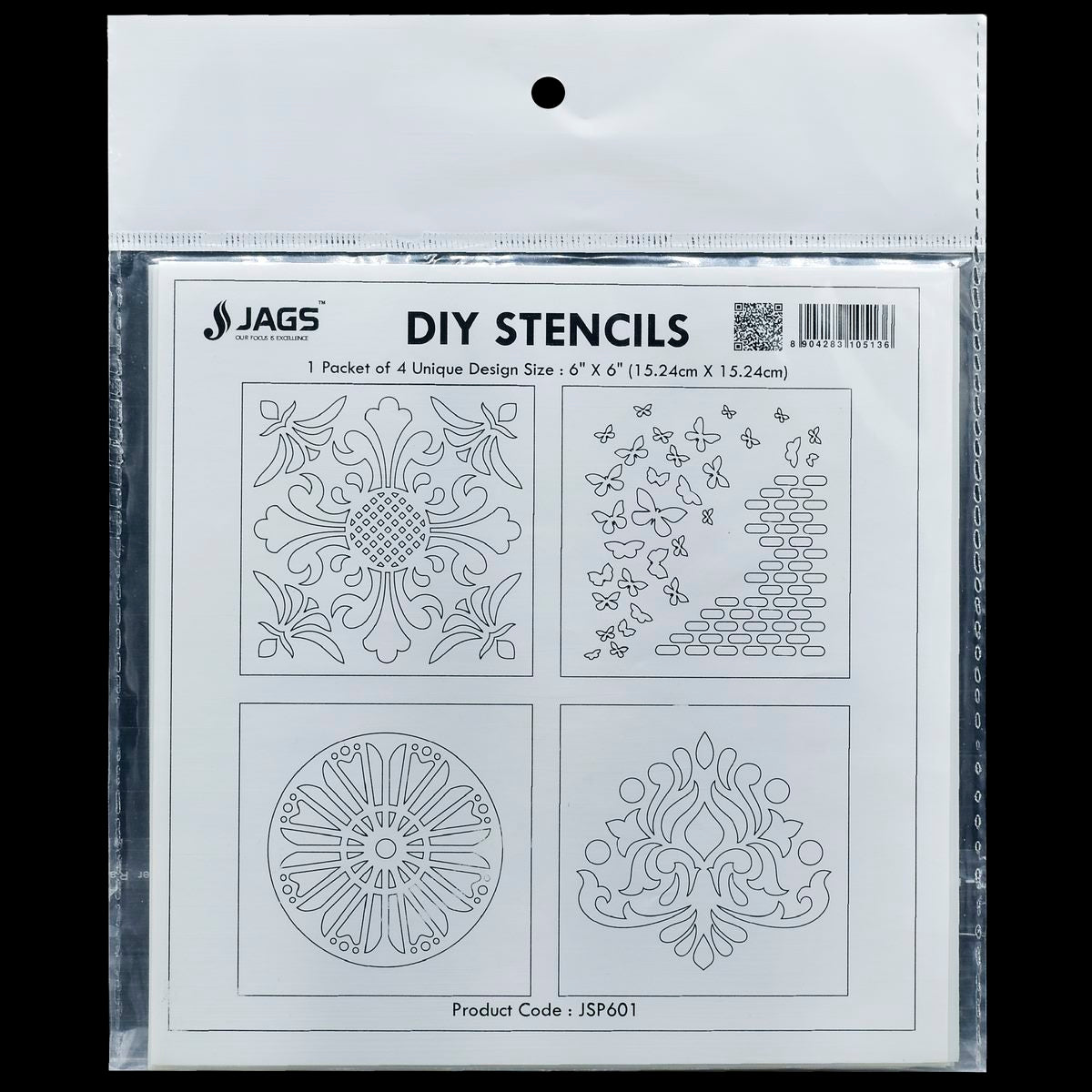Gift To Love | Stencil Plastic | Size : 6 X 6 | Pcs : 4 Pcs Set | Code : JSP601