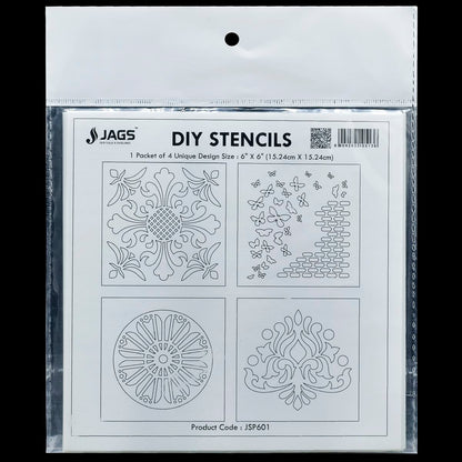 Gift To Love | Stencil Plastic | Size : 6 X 6 | Pcs : 4 Pcs Set | Code : JSP601