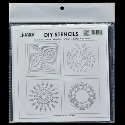 Gift To Love | Stencil Plastic | Size : 6 X 6 | Pcs : 4 Pcs Set | Code : JSP605