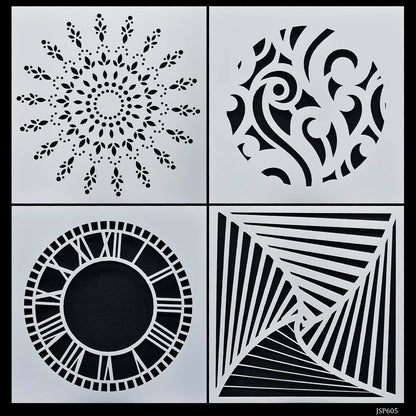 Gift To Love | Stencil Plastic | Size : 6 X 6 | Pcs : 4 Pcs Set | Code : JSP605