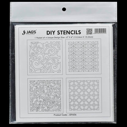 Gift To Love | Stencil Plastic | Size : 6 X 6 | Pcs : 4 Pcs Set | Code : JSP606