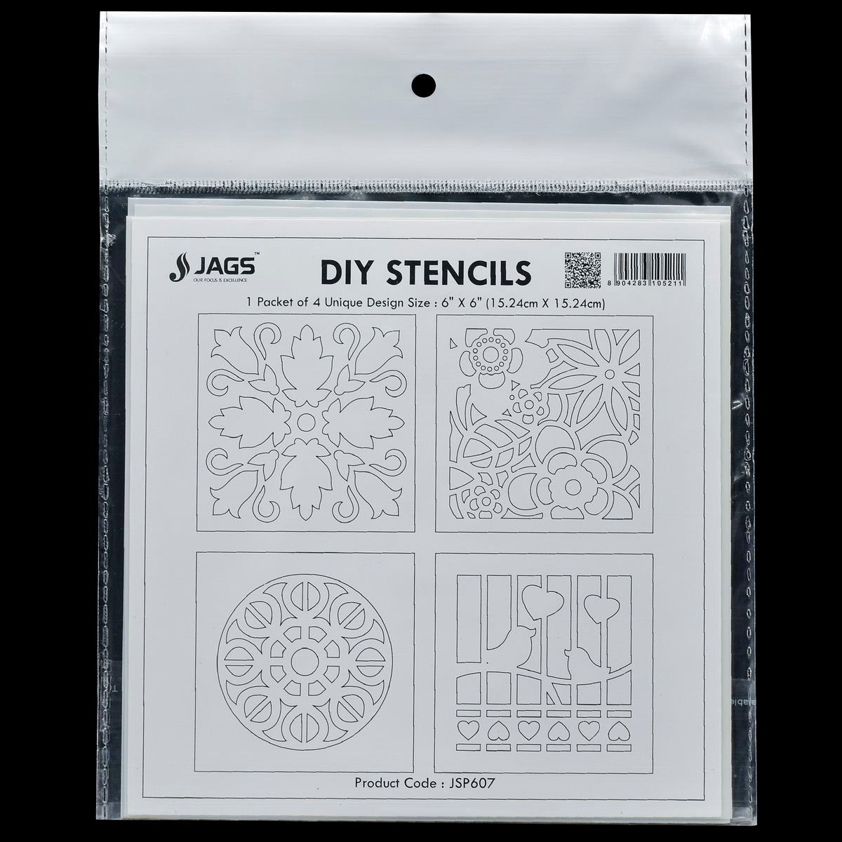 Gift To Love | Stencil Plastic | Size : 6 X 6 | Pcs : 4 Pcs Set | Code : JSP607