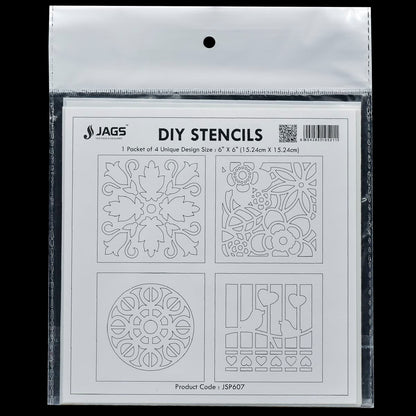 Gift To Love | Stencil Plastic | Size : 6 X 6 | Pcs : 4 Pcs Set | Code : JSP607