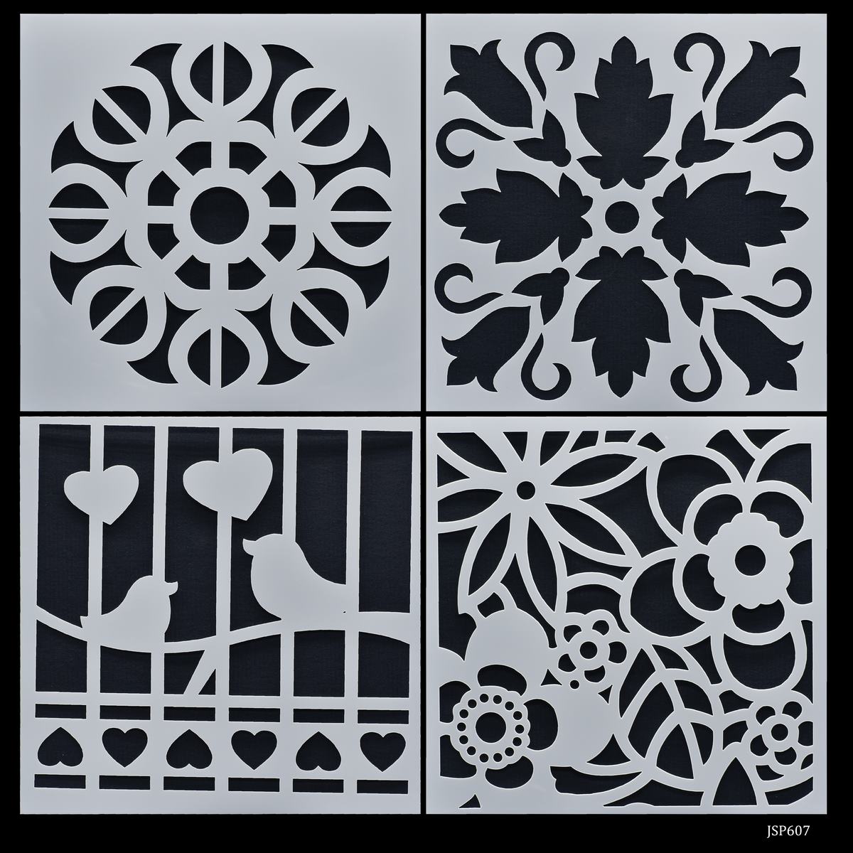 Gift To Love | Stencil Plastic | Size : 6 X 6 | Pcs : 4 Pcs Set | Code : JSP607
