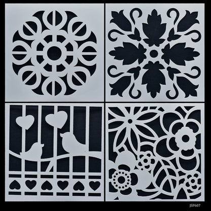 Gift To Love | Stencil Plastic | Size : 6 X 6 | Pcs : 4 Pcs Set | Code : JSP607