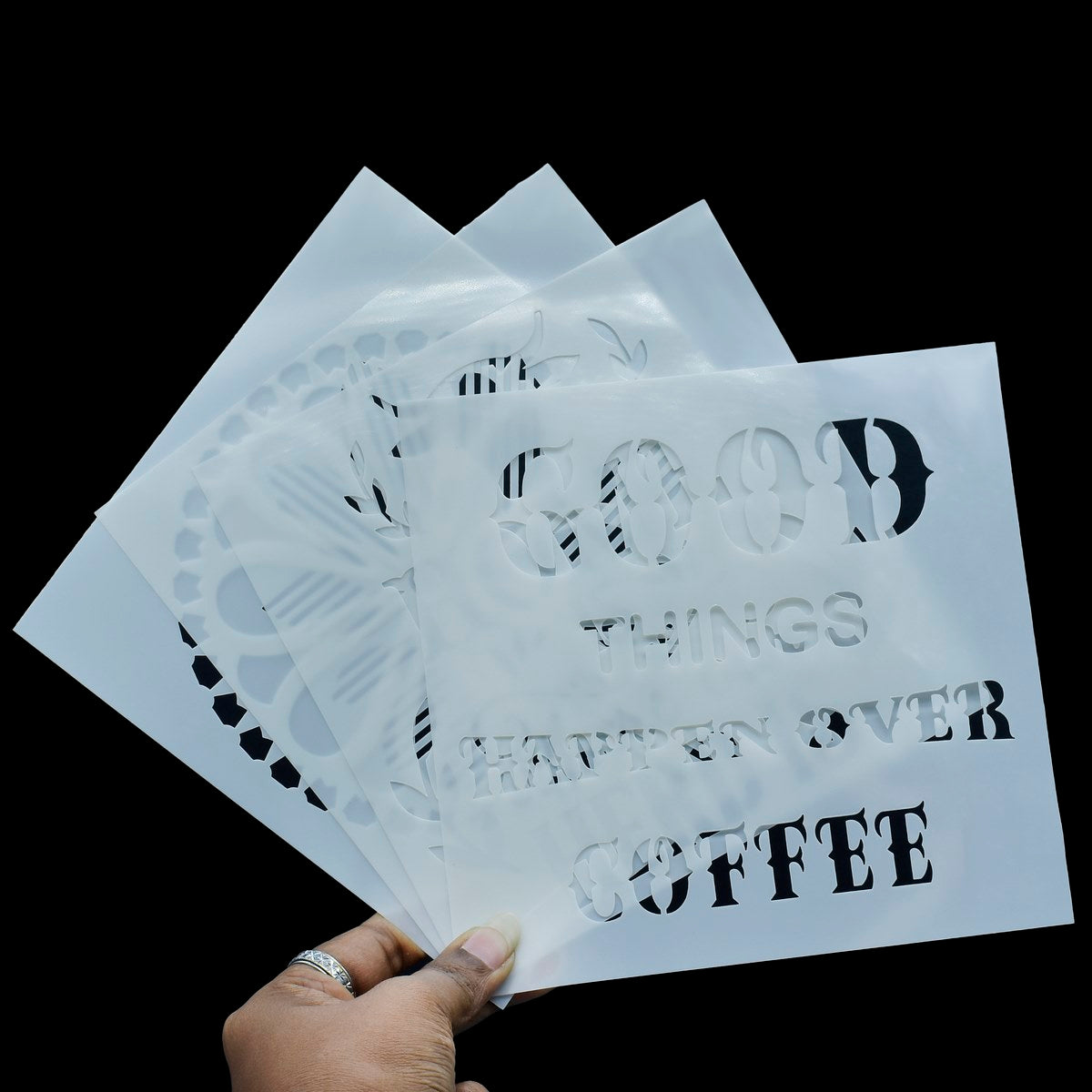 Gift To Love | Stencil Plastic | Size : 6 X 6 | Pcs : 4 Pcs Set | Code : JSP608