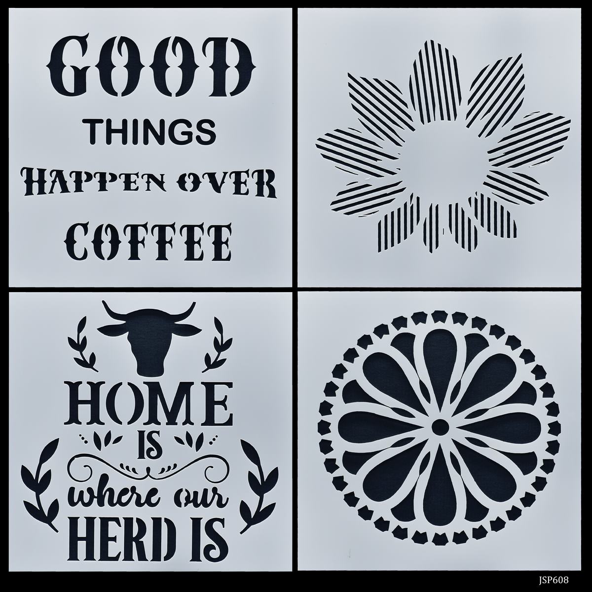 Gift To Love | Stencil Plastic | Size : 6 X 6 | Pcs : 4 Pcs Set | Code : JSP608