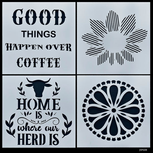 Gift To Love | Stencil Plastic | Size : 6 X 6 | Pcs : 4 Pcs Set | Code : JSP608
