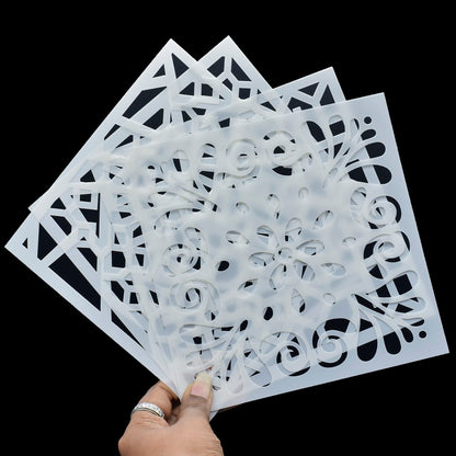 Gift To Love | Stencil Plastic | Size : 6 X 6 | Pcs : 4 Pcs Set | Code : JSP609