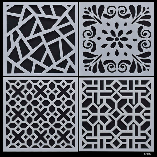 Gift To Love | Stencil Plastic | Size : 6 X 6 | Pcs : 4 Pcs Set | Code : JSP609