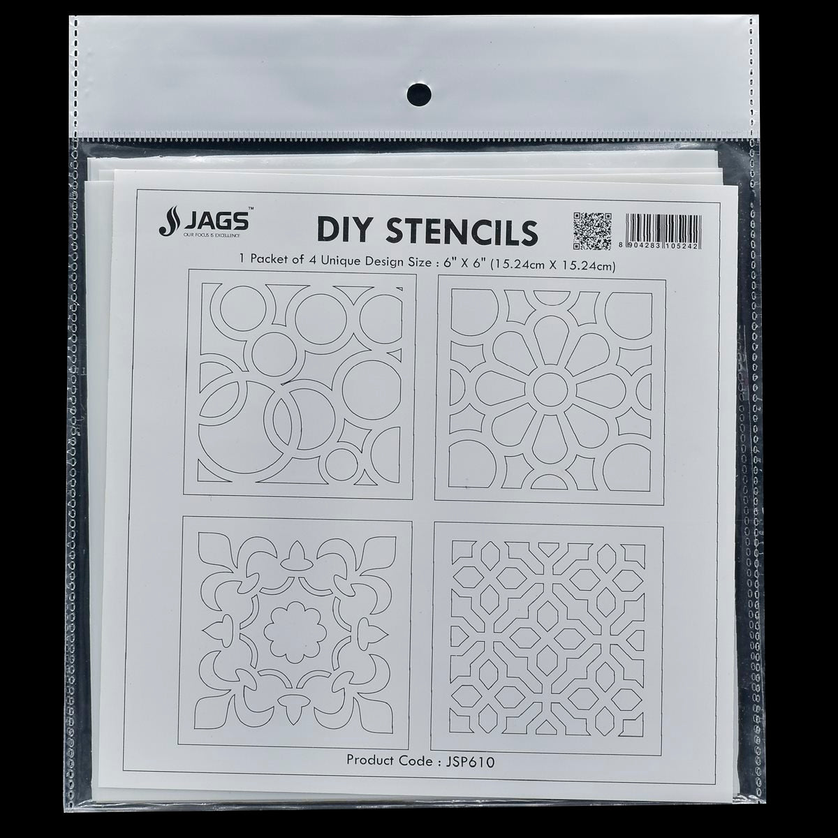 Gift To Love | Stencil Plastic | Size : 6 X 6 | Pcs : 4 Pcs Set | Code : JSP610