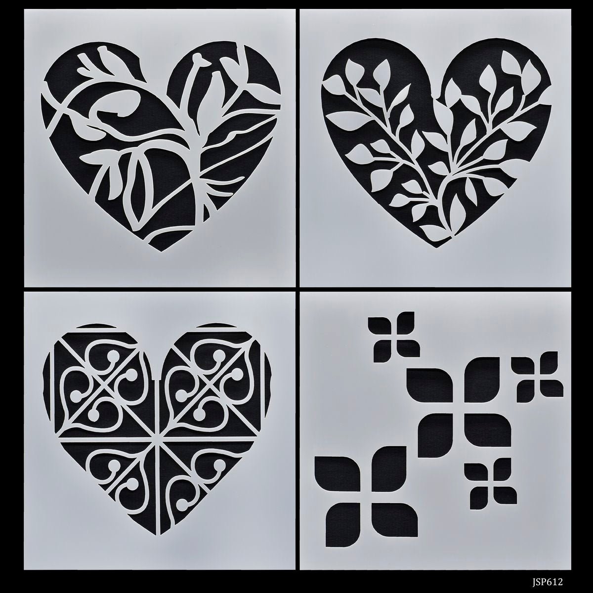Gift To Love | Stencil Plastic | Size : 6 X 6 | Pcs : 4 Pcs Set | Code : JSP612