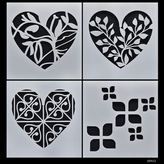Gift To Love | Stencil Plastic | Size : 6 X 6 | Pcs : 4 Pcs Set | Code : JSP612