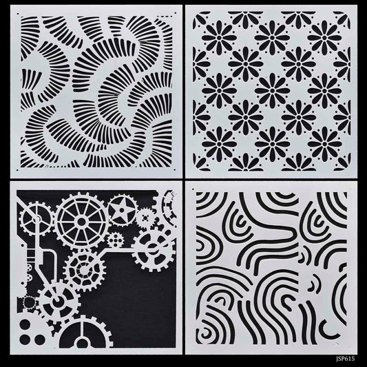 Gift To Love | Stencil Plastic | Size : 6 X 6 | Pcs : 4 Pcs Set | Code : JSP615