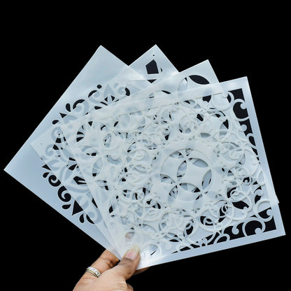 Gift To Love | Stencil Plastic | Size : 6 X 6 | Pcs : 4 Pcs Set | Code : JSP617