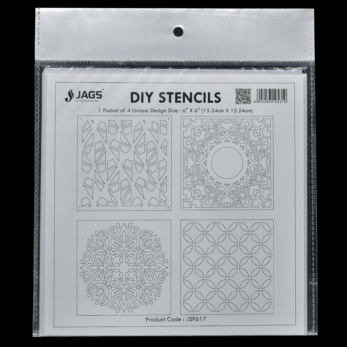 Gift To Love | Stencil Plastic | Size : 6 X 6 | Pcs : 4 Pcs Set | Code : JSP617