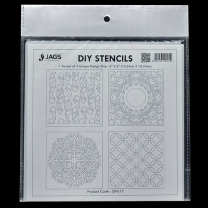 Gift To Love | Stencil Plastic | Size : 6 X 6 | Pcs : 4 Pcs Set | Code : JSP617