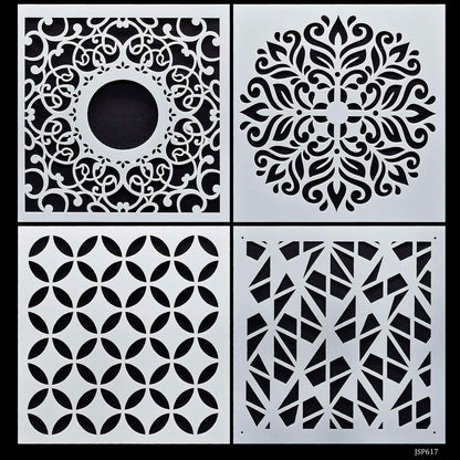 Gift To Love | Stencil Plastic | Size : 6 X 6 | Pcs : 4 Pcs Set | Code : JSP617