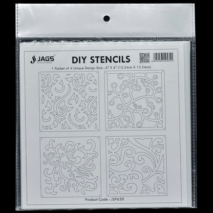 Gift To Love | Stencil Plastic | Size : 6 X 6 | Pcs : 4 Pcs Set | Code : JSP620