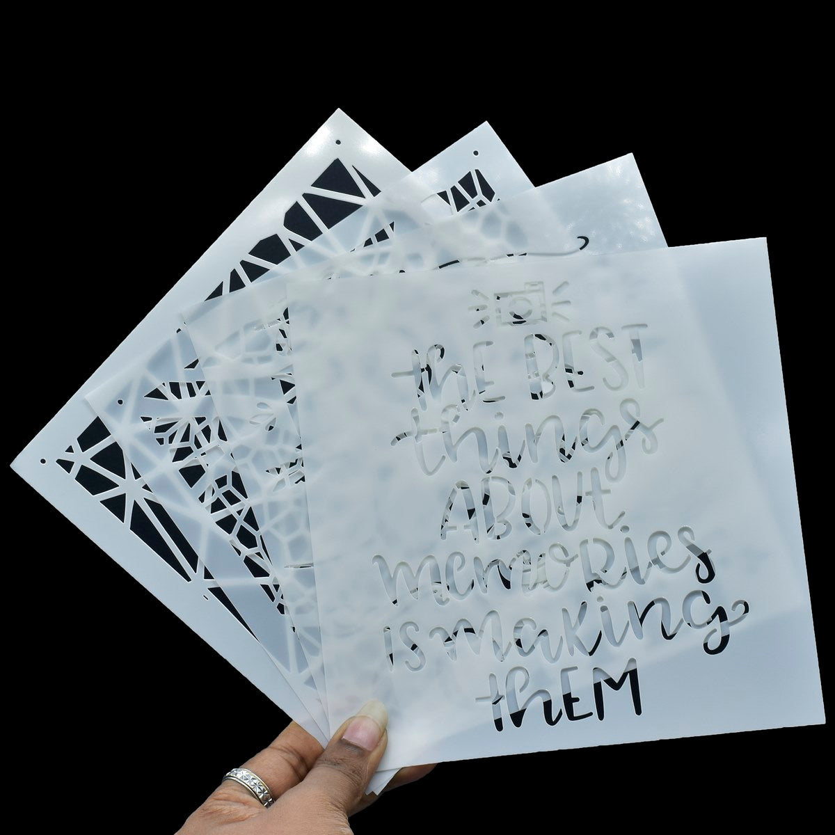 Gift To Love | Stencil Plastic | Size : 6 X 6 | Pcs : 4 Pcs Set | Code : JSP622