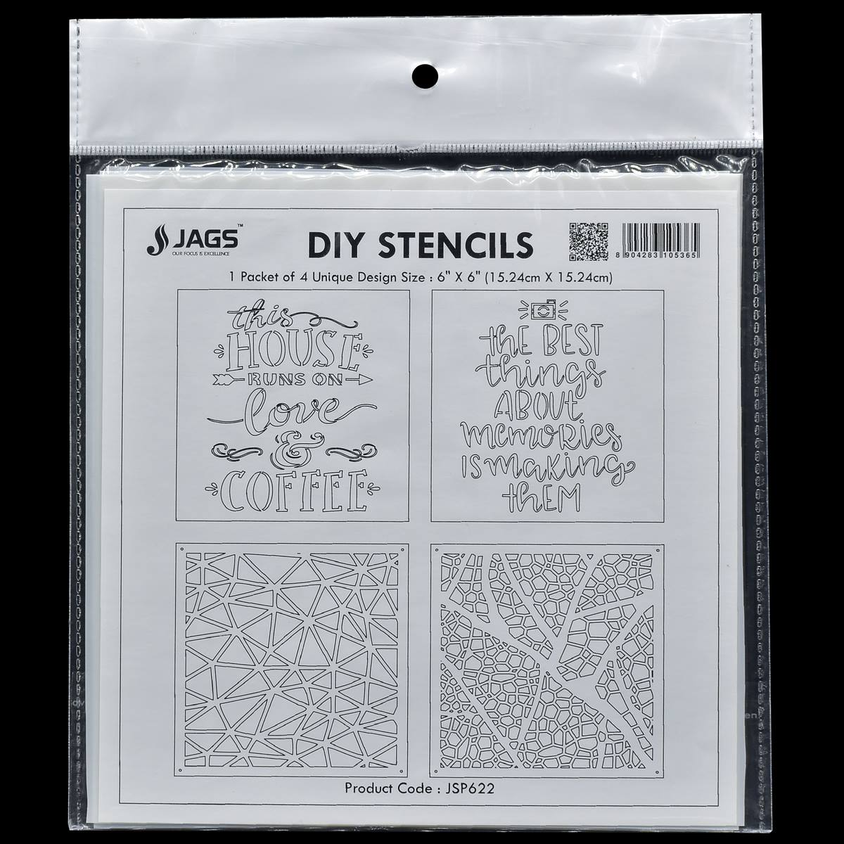 Gift To Love | Stencil Plastic | Size : 6 X 6 | Pcs : 4 Pcs Set | Code : JSP622