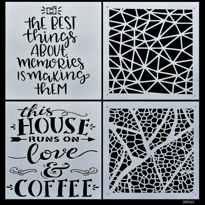 Gift To Love | Stencil Plastic | Size : 6 X 6 | Pcs : 4 Pcs Set | Code : JSP622
