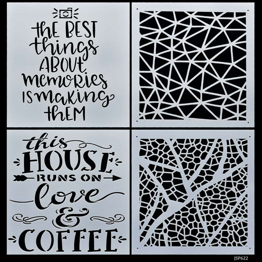 Gift To Love | Stencil Plastic | Size : 6 X 6 | Pcs : 4 Pcs Set | Code : JSP622