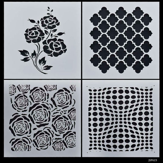 Gift To Love | Stencil Plastic | Size : 6 X 6 | Pcs : 4 Pcs Set | Code : JSP623