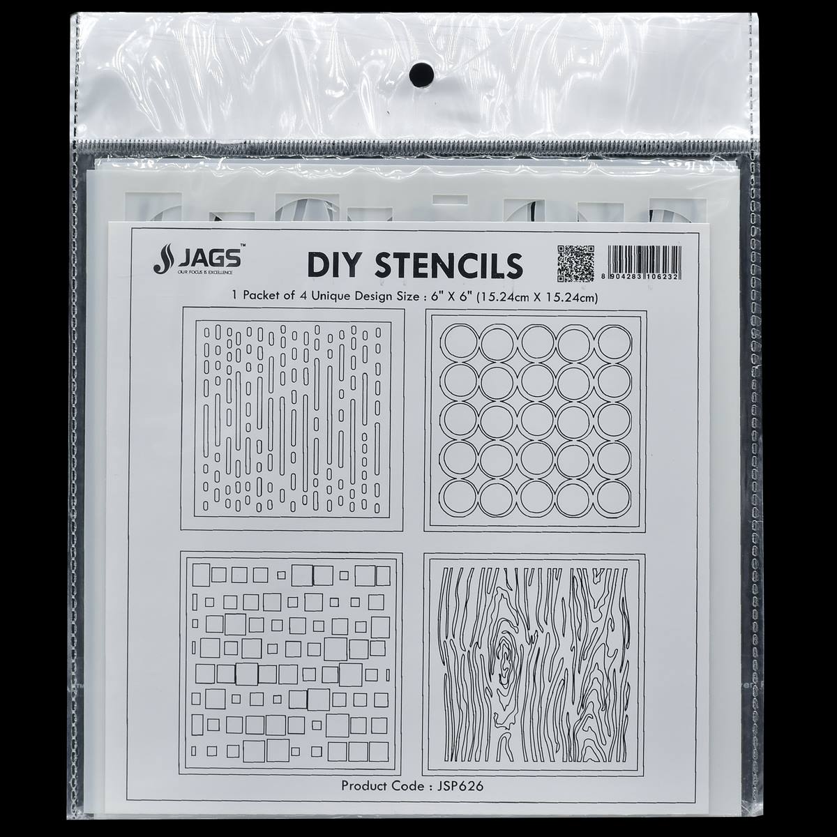 Gift To Love | Stencil Plastic | Size : 6 X 6 | Pcs : 4 Pcs Set | Code : JSP626