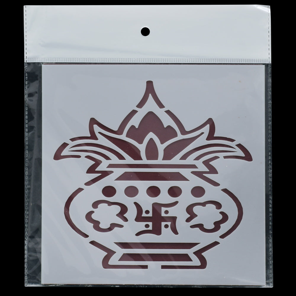 Gift To Love | Stencil Plastic Pooja Kalash | Size : 6 X 6 | Code : JSP6X6-19