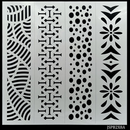 Gift To Love | Stencil Plastic Border 4 In 1 | Size : 2 X 8 Inch | Code : JSPB2X8A