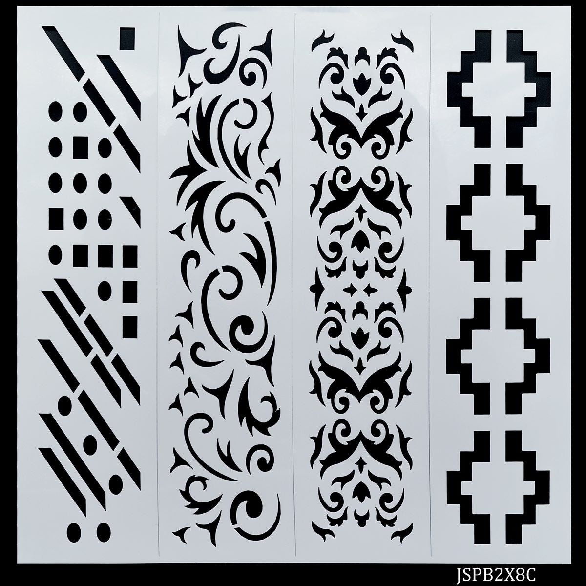 Gift To Love | Stencil Plastic Border 4 In 1 | Size : 2 X 8 Inch | Code : JSPB2X8C