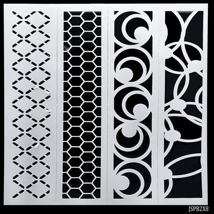 Gift To Love | Stencil Plastic Border 4 In 1 | Size : 2 X 8 Inch | Code : JSPB2X8