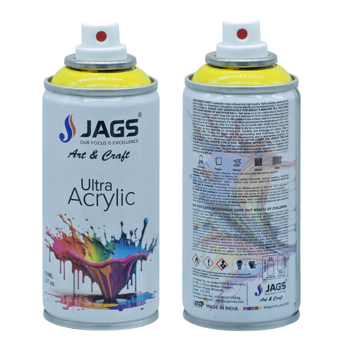 Gift To Love | Spray Ultra Acrylic | Color : Lemon Yellow | Size : 150 Ml | Code : JSUA1018