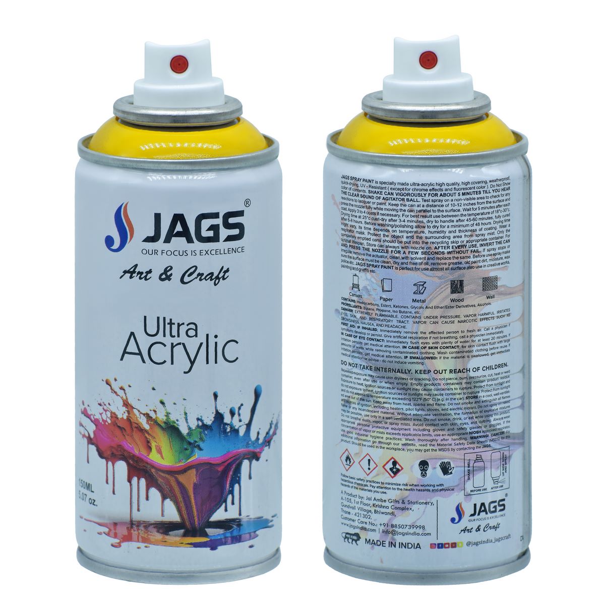 Gift To Love | Spray Ultra Acrylic | Color : Golden Yellow | Size : 150 Ml | Code : JSUA1023
