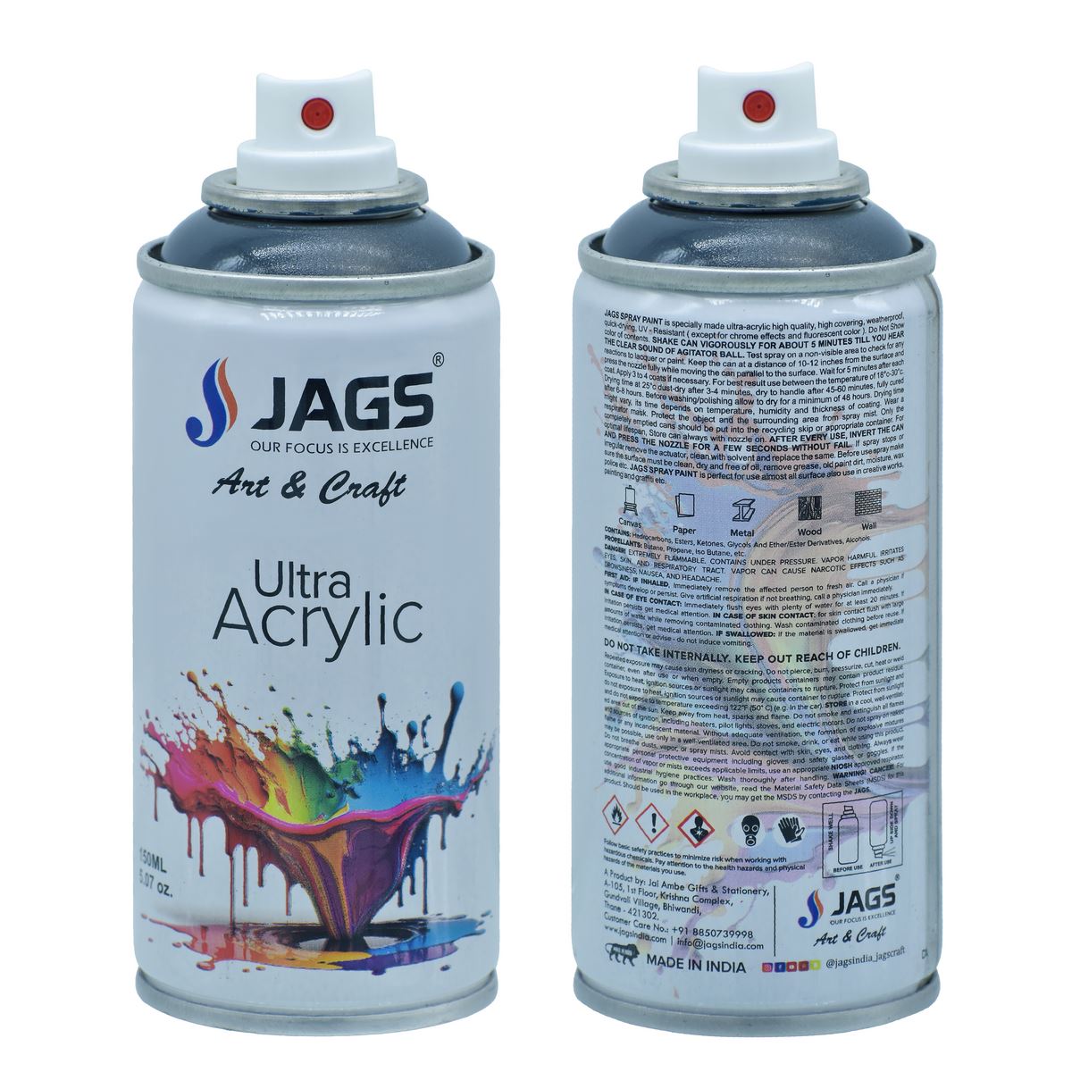 Gift To Love | Spray Ultra Acrylic | Color : Dark Grey | Size : 150 Ml | Code : JSUA7016