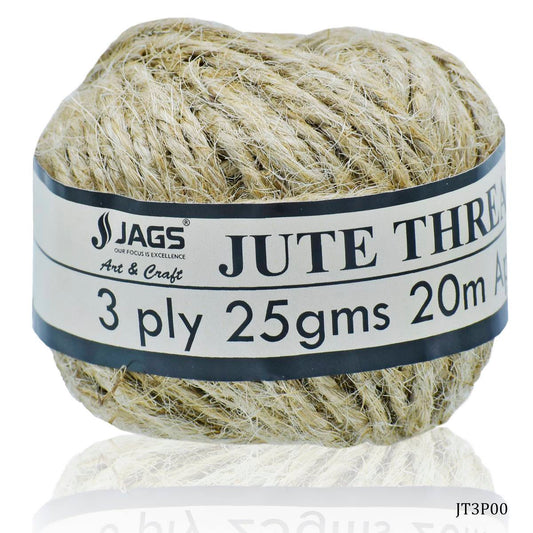 Gift To Love | Jute Thread 3 Ply | Color : Natural | Size : 25 Gms | Pcs : Set Of 16 Pcs | Code : JT3P00