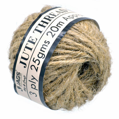 Gift To Love | Jute Thread 3 Ply | Color : Natural | Size : 25 Gms | Pcs : Set Of 16 Pcs | Code : JT3P00