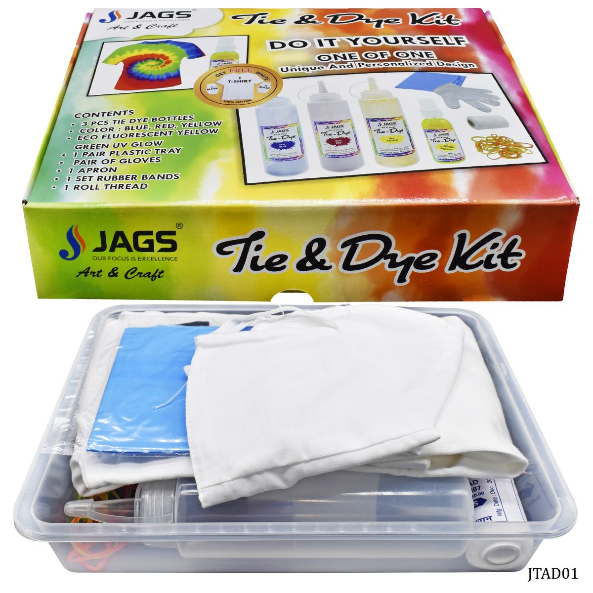 Gift To Love | Tie And Dye Set | Pcs : Set Of 3 + 1 | Code : JTAD01
