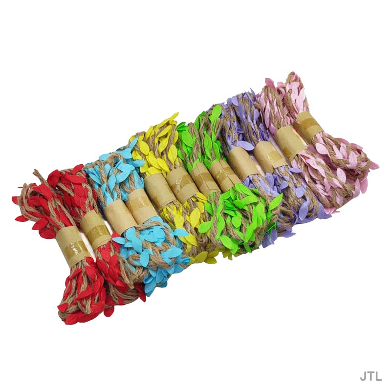 Gift To Love | Jute Thread Leaf | Size : 12 Pc X 2 Mtr | Pcs : 12 Color | Code : JTL