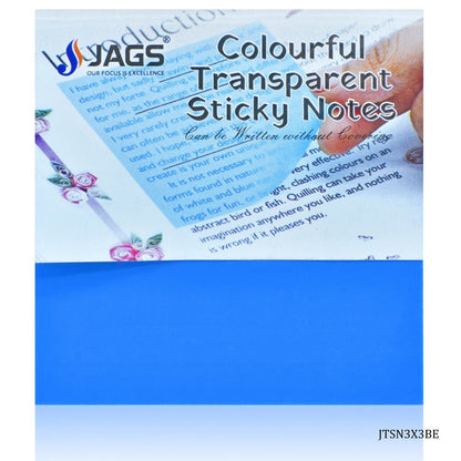 Gift To Love | Transparent Sticky Note | Color : Blue | Size : 3 X 3 | Pcs : 50 Sheets | Code : JTSN3X3BE