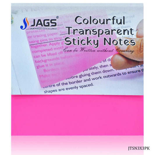 Gift To Love | Transparent Sticky Note | Color : Pink | Size : 3 X 3 | Pcs : 50 Sheets | Code : JTSN3X3PK