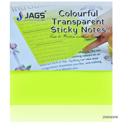 Gift To Love | Transparent Sticky Note | Color : Yellow | Size : 3 X 3 | Pcs : 50 Sheets | Code : JTSN3X3YW